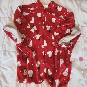 Hanna andersson footed onsie fleece snowmen pajama pjs size 110 5 5t